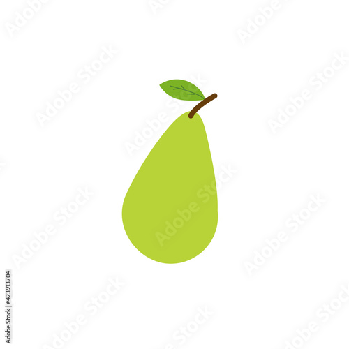 Pear. Natural exotic, tropical, ripe, healthy fruits. Vector. Flat graphics. Isolated on white background.
