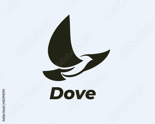 abstract simple dove bird fly high logo symbol illustration inspiration