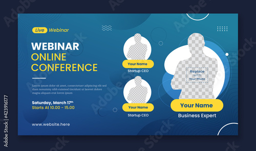 Webinar banner template. Suitable for business web banner, landing page, flyer, online business seminar and many more
