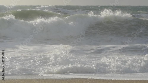 Heavy Wavebreakers, Storm At Paralia Kartela, Peloponnes, Greece- 120fps Slow Motion photo