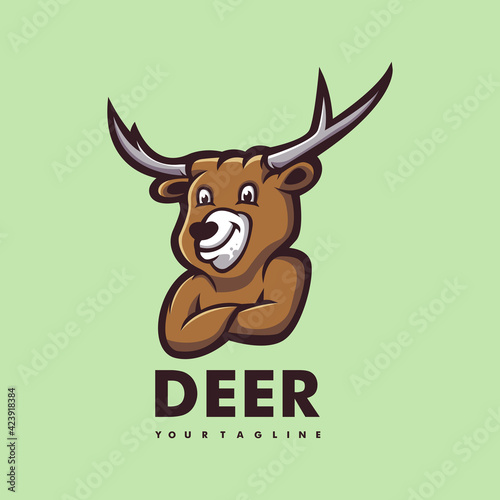 Cartoon logo template with Deer vector illustration