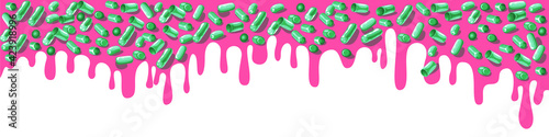 Colorful glaze for baked products. Glaze topping for donuts, cupcakes and Easter cakes. Vector Illustration