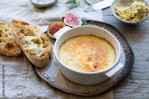 Parmesan custard with toasted ciabbatta bread and anchovies butter