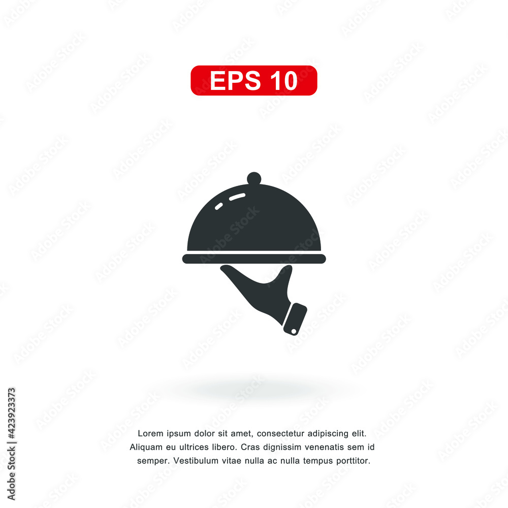 Fototapeta premium web icon Waiters Serving. Food Tray sign isolated on white background. Simple vector illustration.