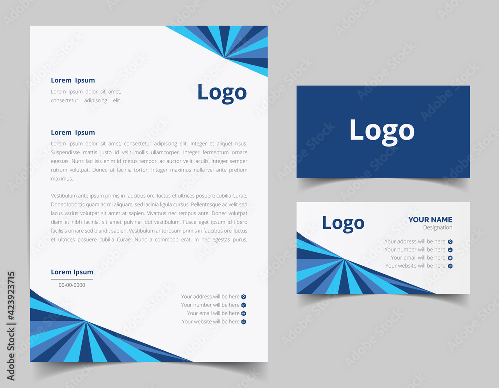 Professional creative letterhead and business card design. Corporate Business Branding Identity. vector file