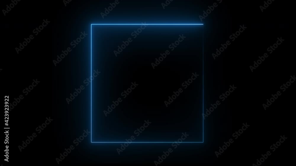 Abstract blue square shape on a black background. Loop animation. Abstract blue square shape on a black background. Loop animation.