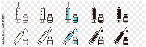 Medicine vaccine sign. Medical syringe icon. set
