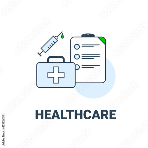 Healthcare and medicine simple vector icon. Vaccination schedule, first aid kit, syringe - a symbol of health care. Medicine hospital logo. Vaccination against covid 19. © Julia