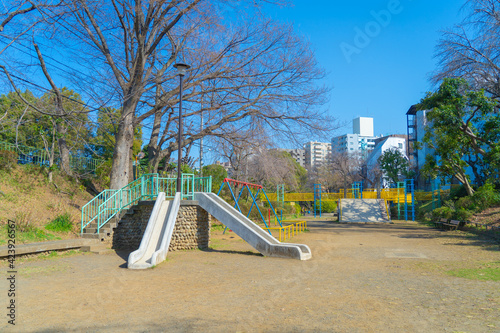 Photography Playground equipment in small park in Tokyo
