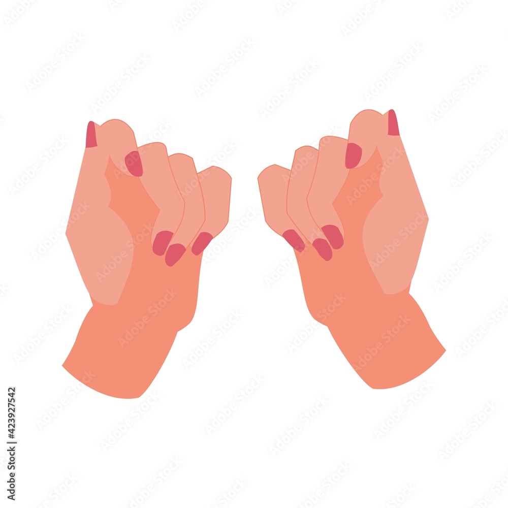 Women's hands with nails painted red nail polish Vector flat icon on a white background Women's hands with nails painted red nail polish Vector flat icon on a white background
