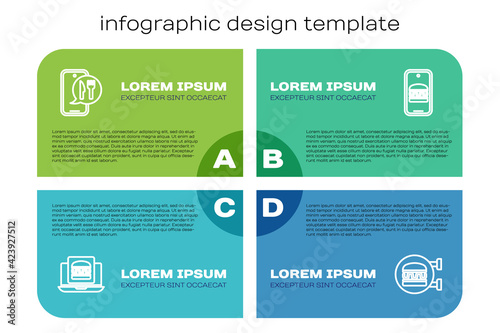Set line Online ordering burger delivery, and, and . Business infographic template. Vector