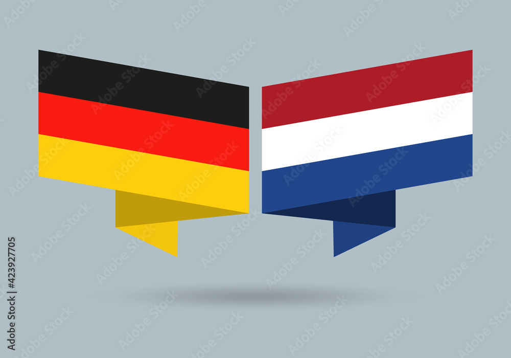 Germany and Nederlands flags. Dutch and German national symbols. Vector illustration. Germany and Nederlands flags. Dutch and German national symbols. Vector illustration.