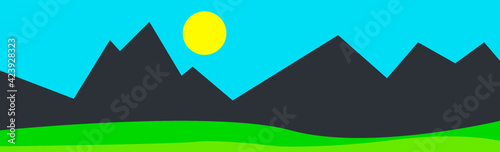 Eine Berglandschaft, Vektoren, Illustration, Banner