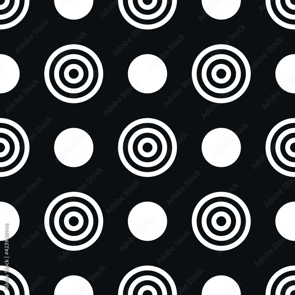 Seamless vector pattern with circles, ovals, shapes, lines. Minimalistic design