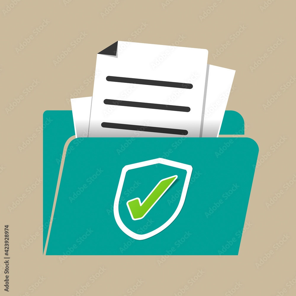 Document Protection Concept - Vector Illustration Isolated On Monochrome Background Document Protection Concept - Vector Illustration Isolated On Monochrome Background