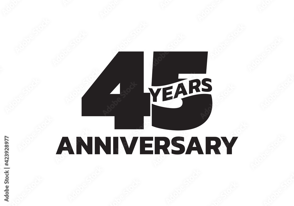 45 years anniversary logo. 45th birthday icon or badge design. Vector illustration. 45 years anniversary logo. 45th birthday icon or badge design. Vector illustration.
