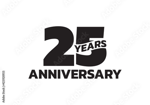 25 years anniversary logo. 25th birthday icon or badge design. Vector illustration.