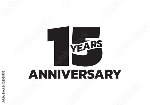 15 years anniversary logo. 15th birthday icon or badge design. Vector illustration. photo