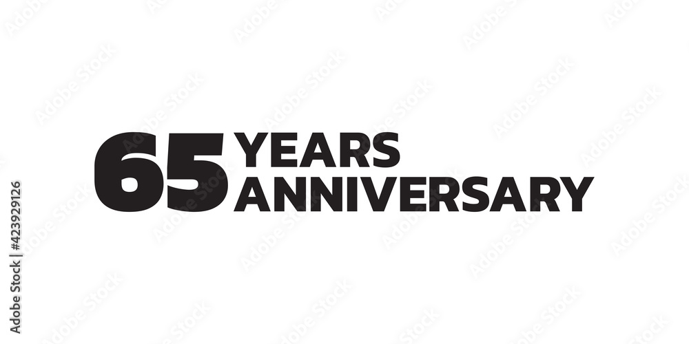 65 years anniversary logo. 65th birthday icon or badge design. Vector illustration.