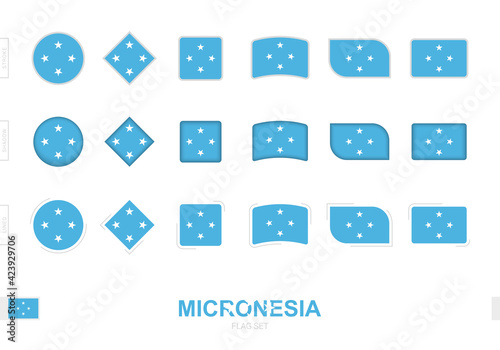 Micronesia flag set, simple flags of Micronesia with three different effects.
