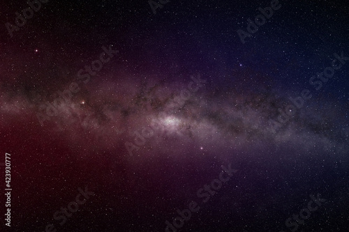 Milky way galaxy in starry night sky..
