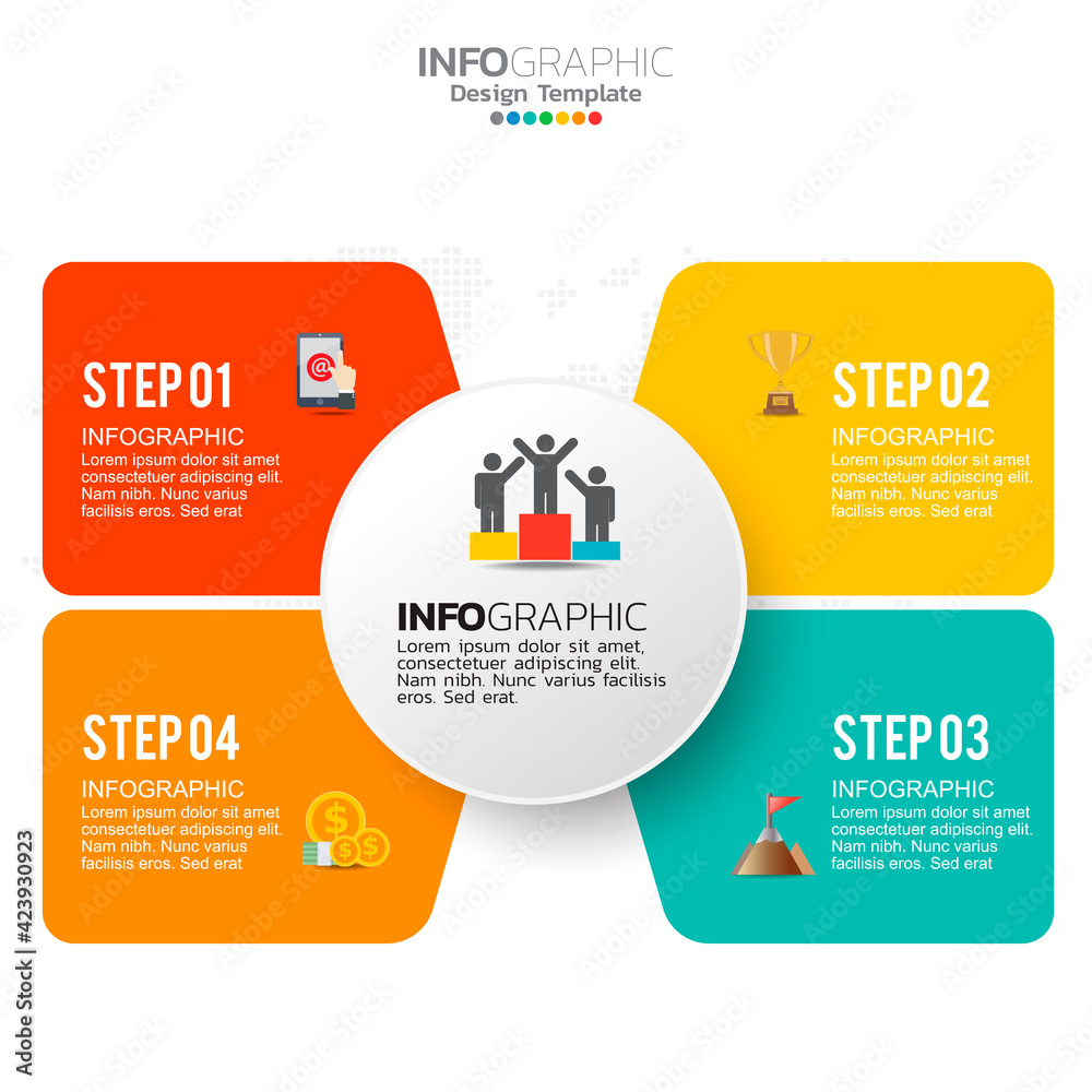 Fototapeta premium Business infographic elements with 4 options or steps.