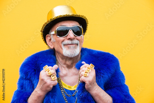 Eccentric senior man portrait photo