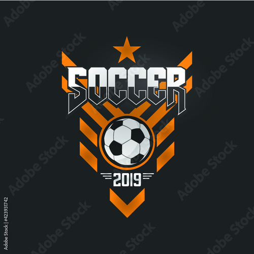 Soccer Football Badge Logo Design Templates | Sport Team Identity Vector Illustrations isolated on blue Background