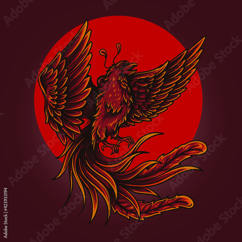 artwork illustration and t-shirt design phoenix