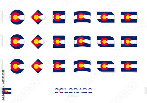 Colorado flag set  simple flags of Colorado with three different effects.