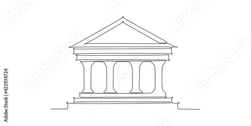 Corinthian Greek temple on white background - Continuous one line drawing vector illustration