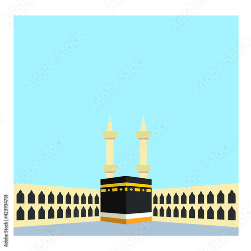 The Holy Kaaba in Mecca, Saudi Arabia. Pilgrimage hajj, Ramadan Kareem. Flat style design. Vector graphics. 