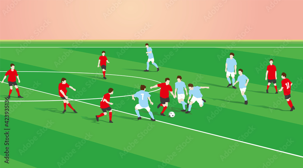 Soccer Offense and defense of the ball. Vector Soccer Offense and defense of the ball. Vector