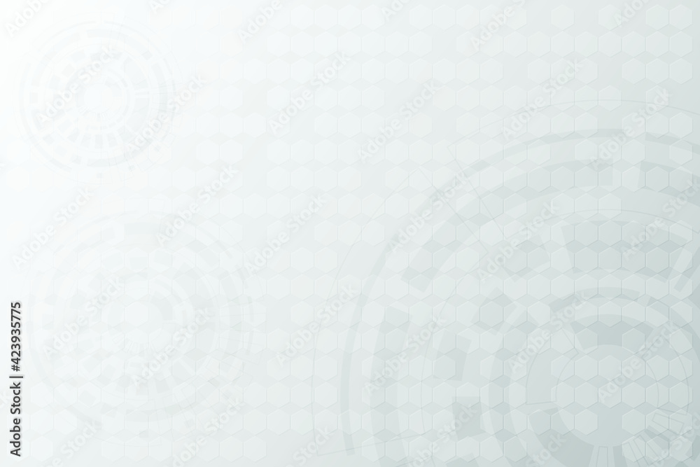 Abstract white and grey background with circle of system connection. Template for information design with blank space concept.