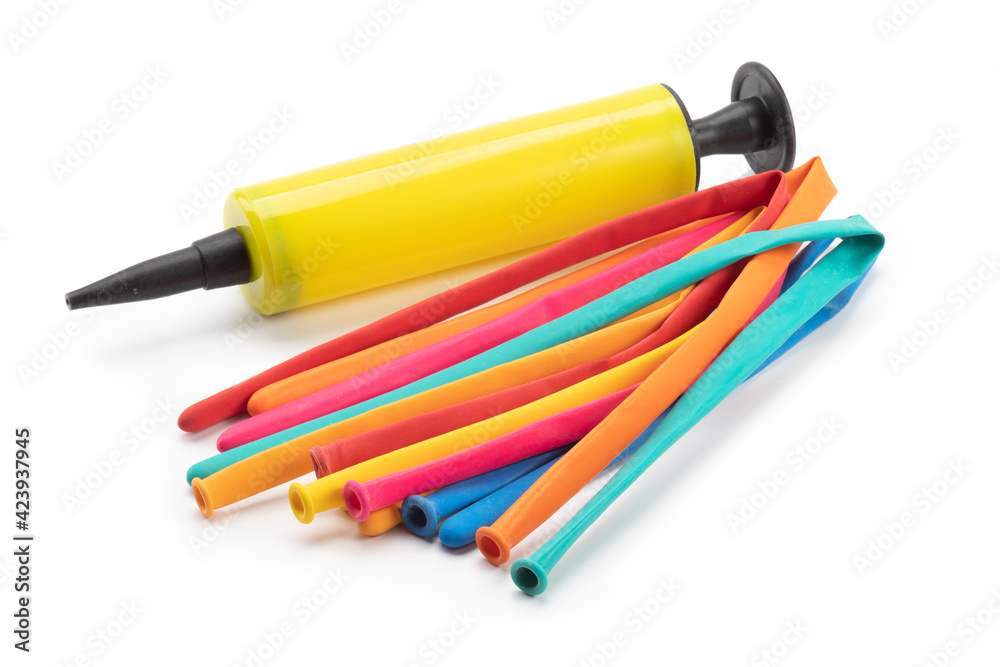 pump and balloons isolated on a white background