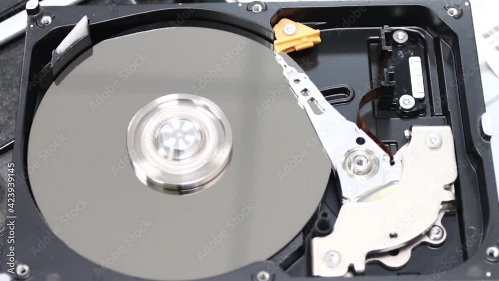 Hard disk drive for computer concept Working data storage read write Hard disk drive for computer concept Working data storage read write
