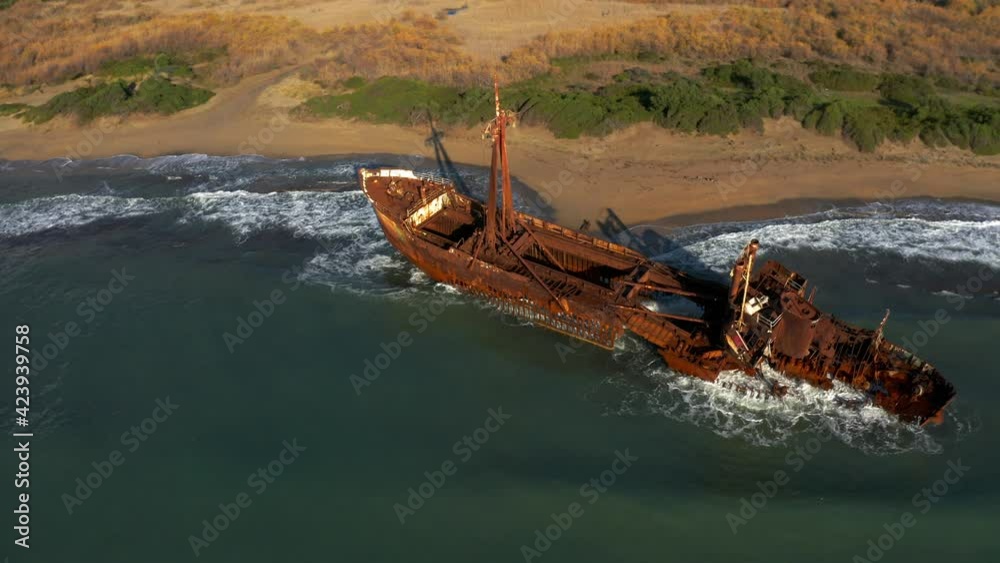 Aerial, Dimitrios Shipwreck, Peloponnes, Greece Aerial, Dimitrios Shipwreck, Peloponnes, Greece