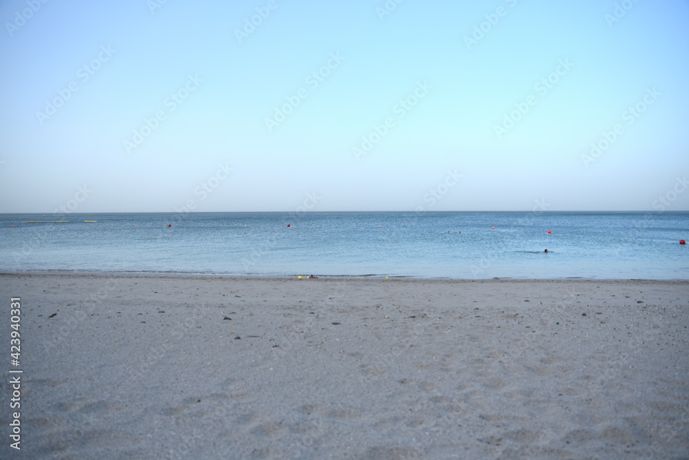 Radisson Blu Beach resort, Dibba, Al Fujairah, United Arab Emirates March 21, 2021, view of beach and sea (Gulf of Oman) at the beach resort hotel Radisson Blu Beach resort, Dibba, Al Fujairah, United Arab Emirates March 21, 2021, view of beach and sea (Gulf of Oman) at the beach resort hotel