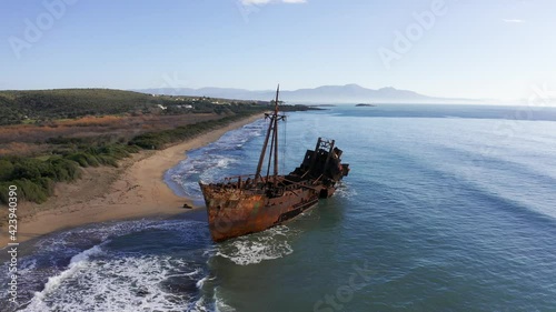 Aerial, Dimitrios Shipwreck, Peloponnes, Greece photo