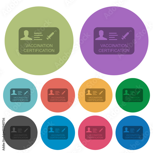 Vaccination certification color darker flat icons