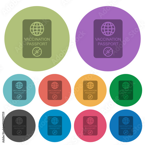 Vaccination passport color darker flat icons