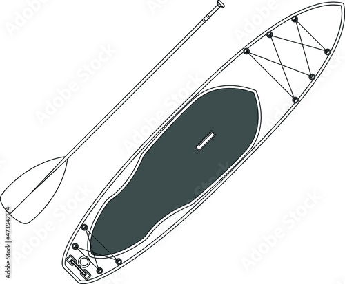 SUP board. Swimming board. Swimming paddles.