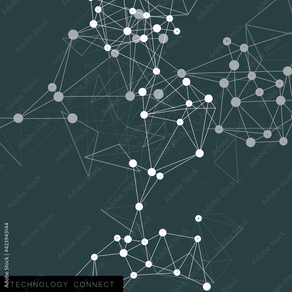 Molecules dark background in abstract style Molecules dark background in abstract style