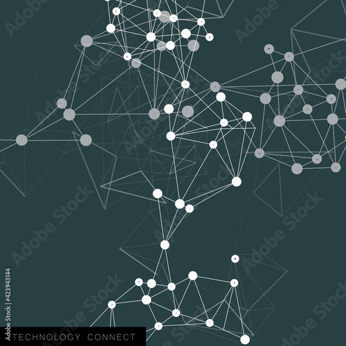 Molecules dark background in abstract style