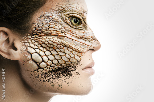 Fotografija Reptiloid as science fiction character or reptilian conspiracy theory concept