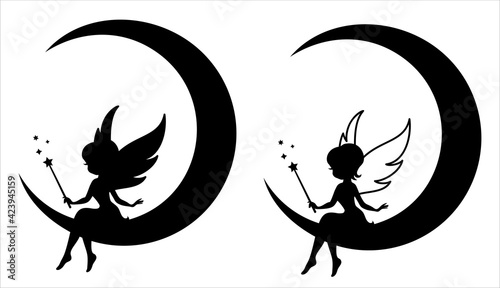 Silhouette of a fairy with a magic wand.