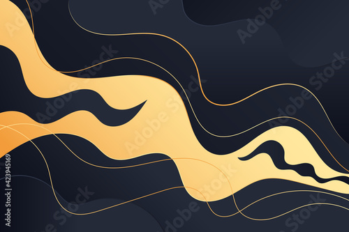 Luxury design tool gold wavy premium textures. Decorative background gold curve lines, elegant wave dynamic composition in minimal style. Rich backdrops for landing page, web design, app, advertising.