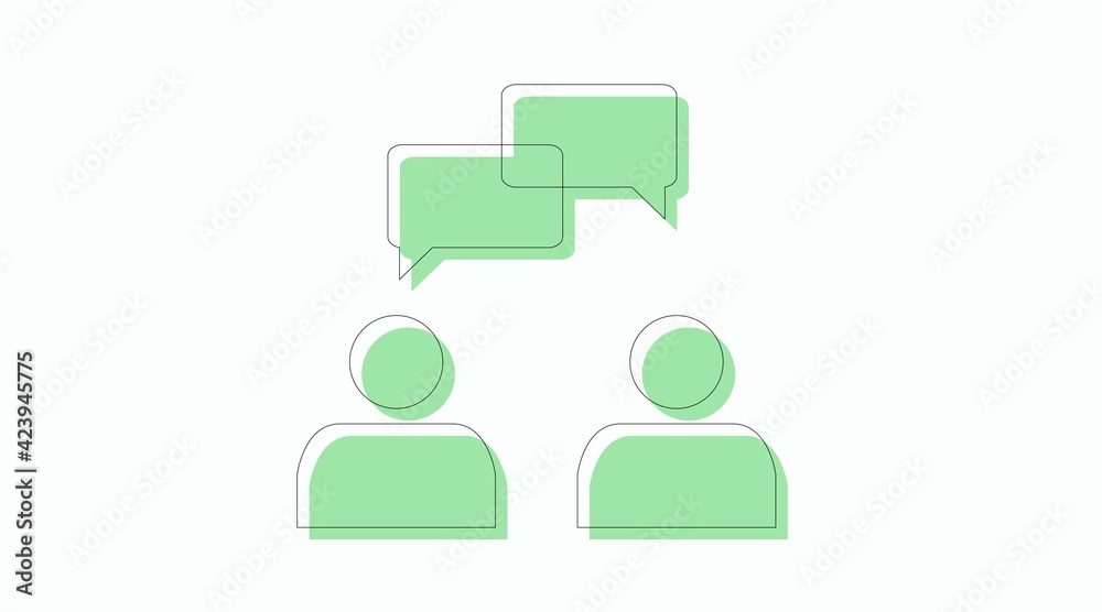 Talking icon. Illustration of two people having a convertation Talking icon. Illustration of two people having a convertation