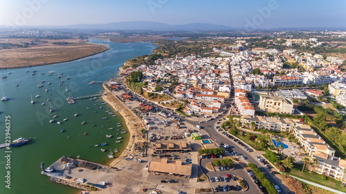 Aerial view of the village of Alvor  in the summer  in southern Portugal.