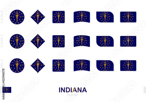 Indiana flag set, simple flags of Indiana with three different effects. photo